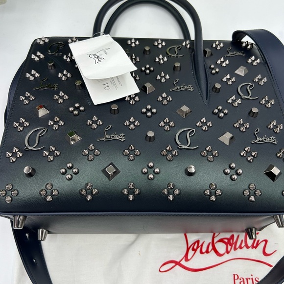 Women's Christian Louboutin studded monogram, leather tote with shoulder strap - Picture 5 of 16